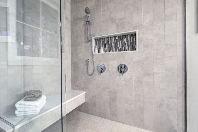Contemporary Shower with Stone Accents