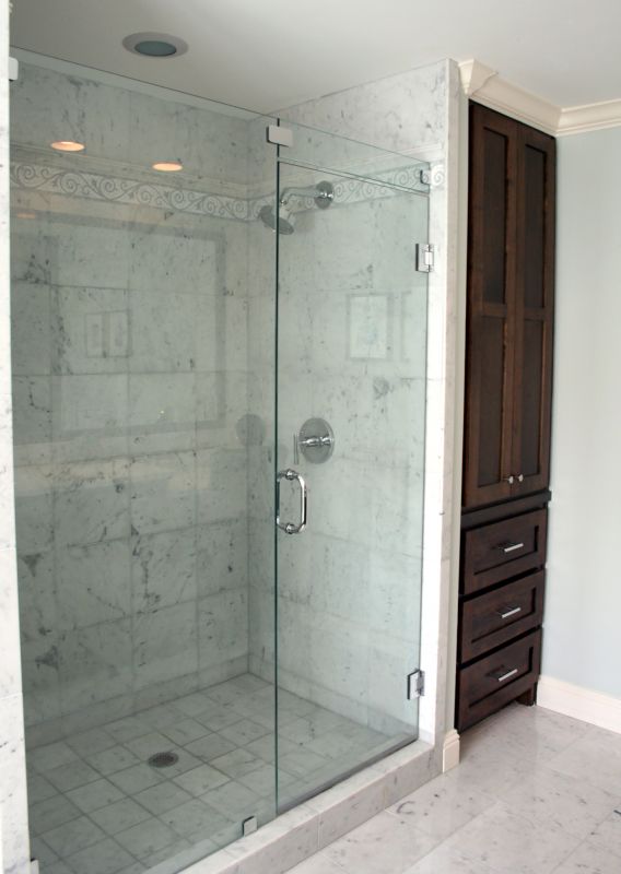 Elegant Shower with Marble Tiles